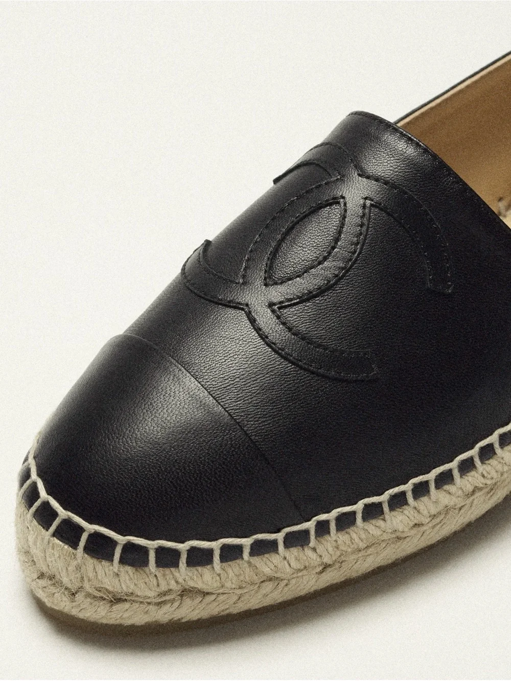 Chanel Black Leather Espadrilles